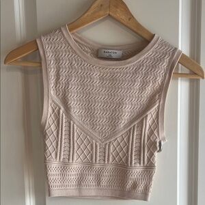 Babaton Textured Cream Crop Top and Bottom Skirt